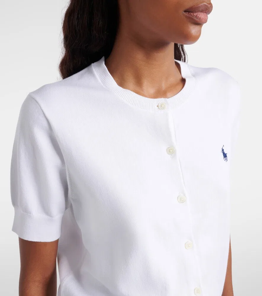 Кардиган из смесовой хлопковой ткани Polo Ralph Lauren, белый — фото 3