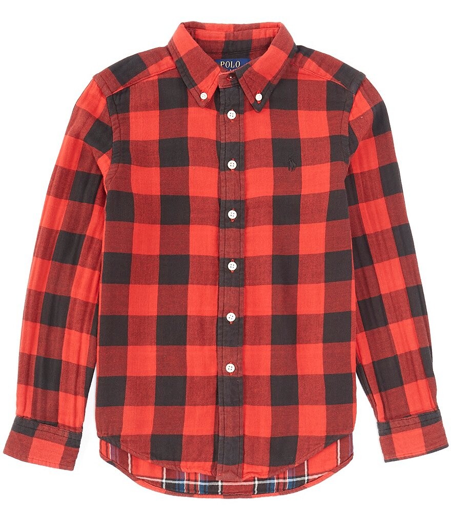 

Рубашка в клетку буффало с длинными рукавами для мальчиков 8–20 Polo Ralph Lauren Big Boys, красный