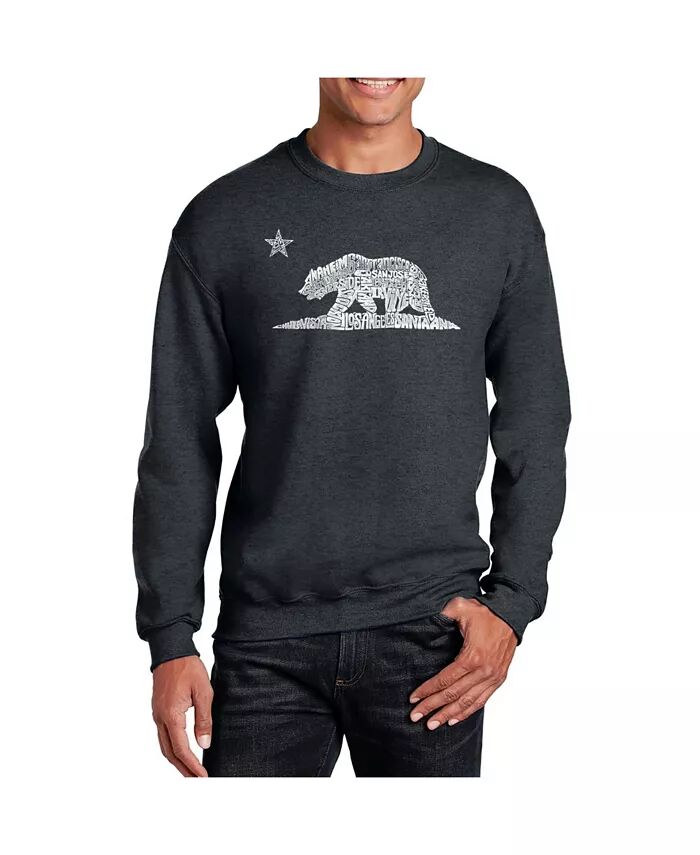 

Мужская толстовка с круглым вырезом Word Art California Bear LA Pop Art, серый