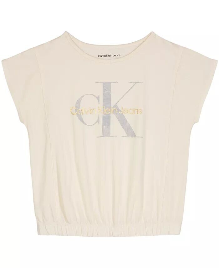 

Полосатый топ с монограммой Big Girls Calvin Klein, розовый