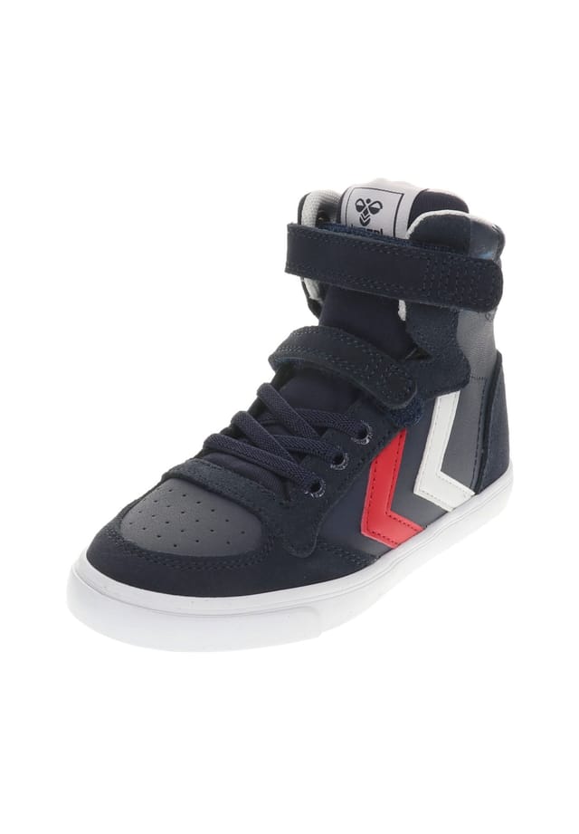 

Кроссовки высокие тонкие stadil кожаные высокие jr Hummel, цвет 7666 peacoat