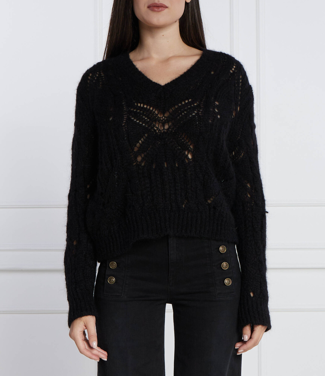 

Свитер из шерсти TWINSET Regular Fit, черный