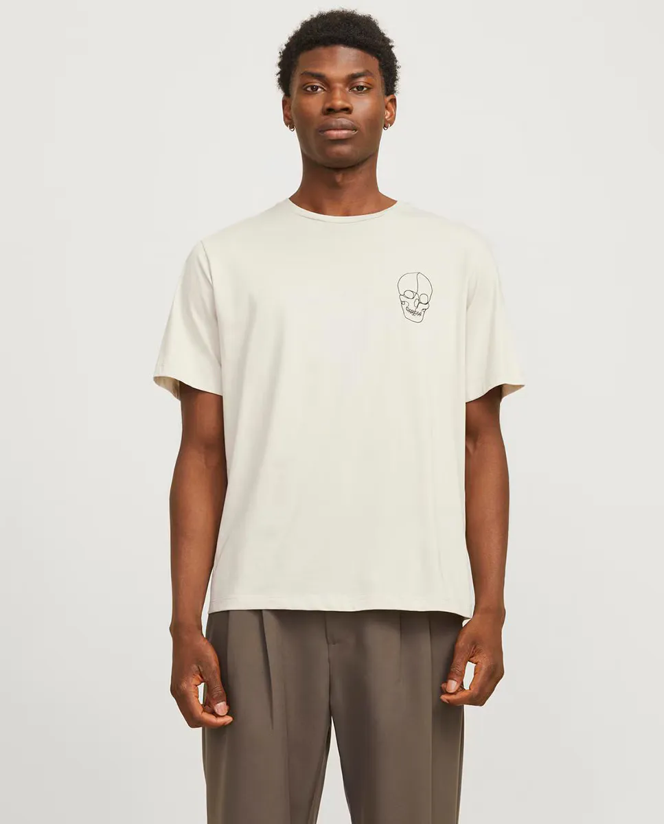 

Мужская футболка с коротким рукавом и небольшим рисунком сбоку Jack & Jones, бежевый