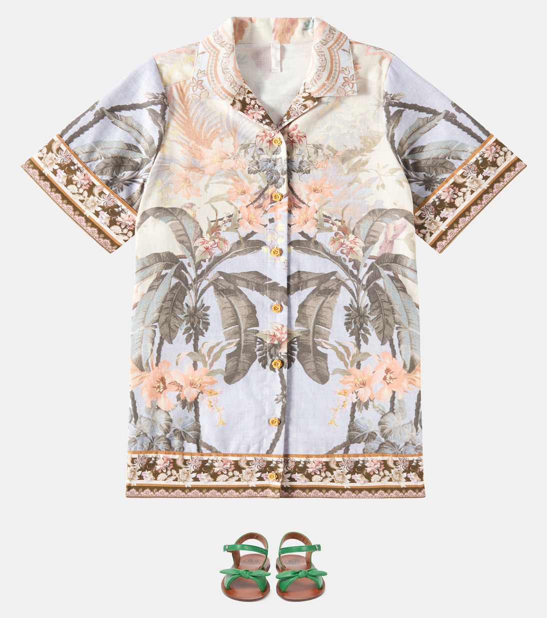 Платье из хлопка с цветочным принтом Wylie Zimmermann Kids, Blue Floral — фото 2