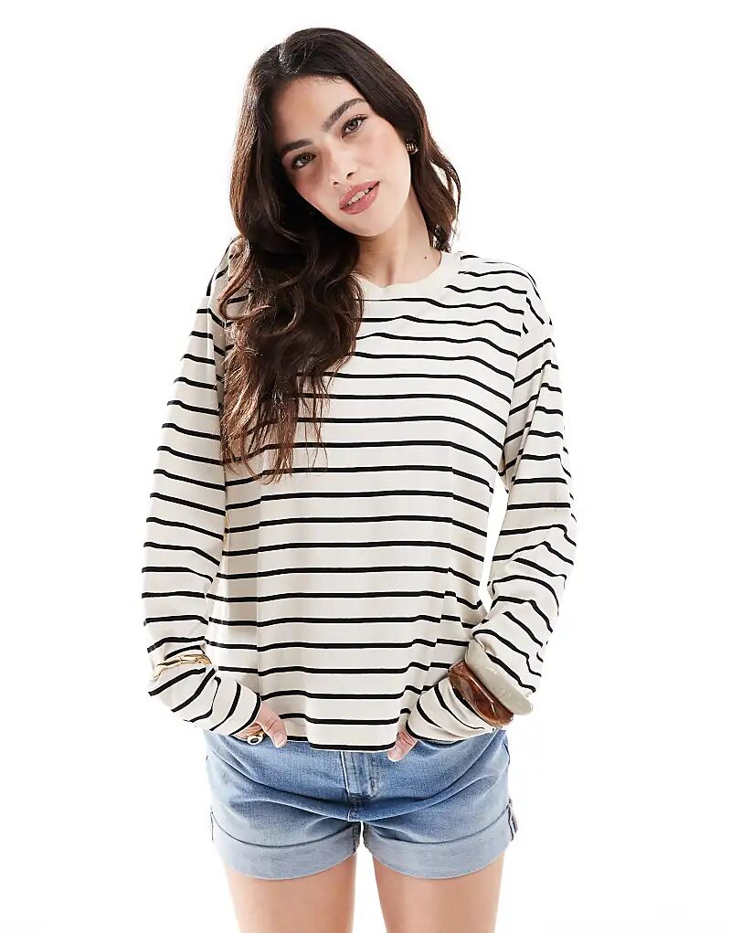 

Топ Monki oversize с длинными рукавами в однотонную полоску
