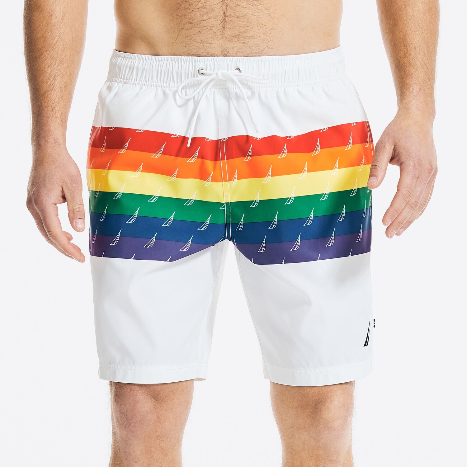 

Мужские плавки Nautica Pride 8 дюймов, изготовленные из экологически чистых материалов и с принтом, цвет Bright White