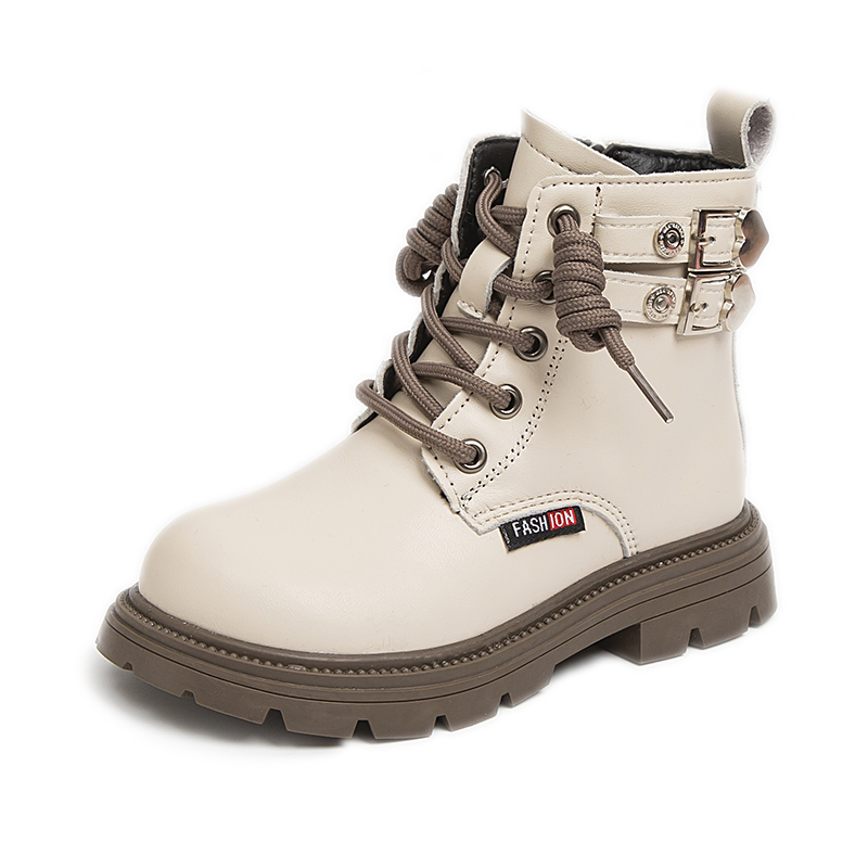 Термоусадочные детские кожаные ботинки Slip Resistant KINDDOG, бежевый (32307-le yan)