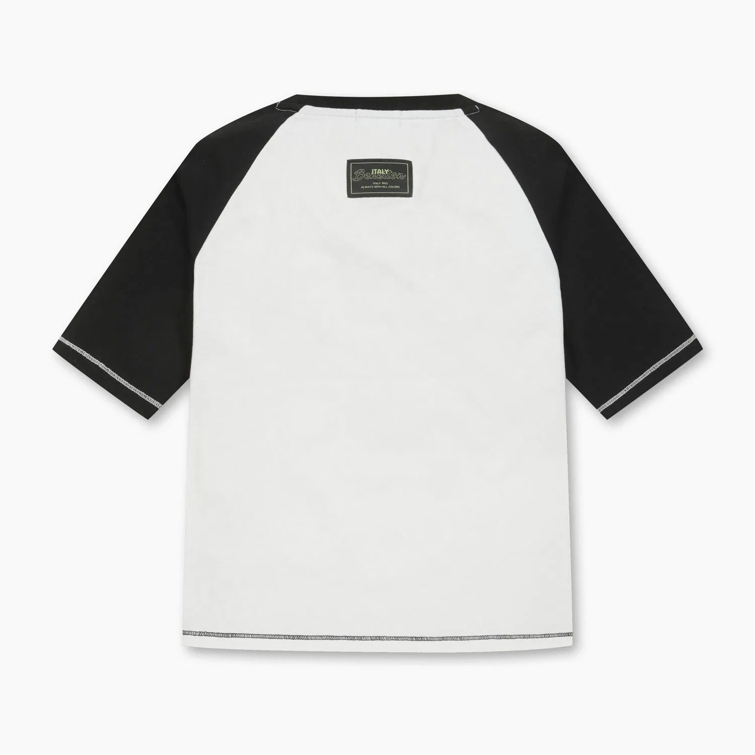 Детская футболка реглан с рукавом 5/8 цвета айвори от Benetton Kids — фото 2