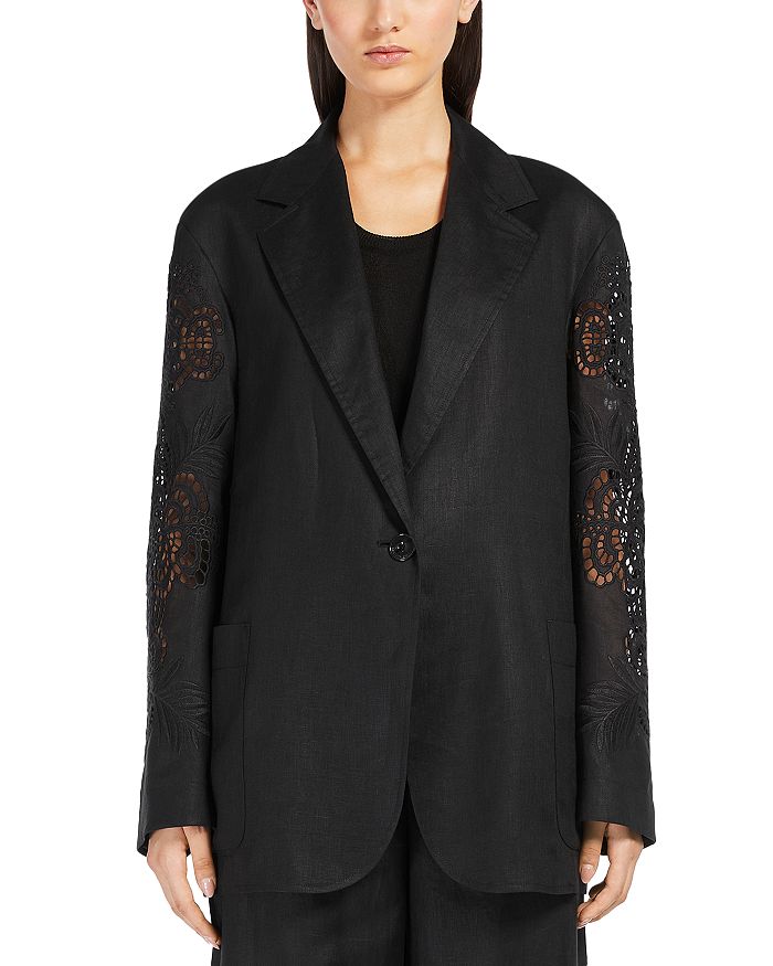 

Льняной блейзер Angizia Max Mara Studio, черный