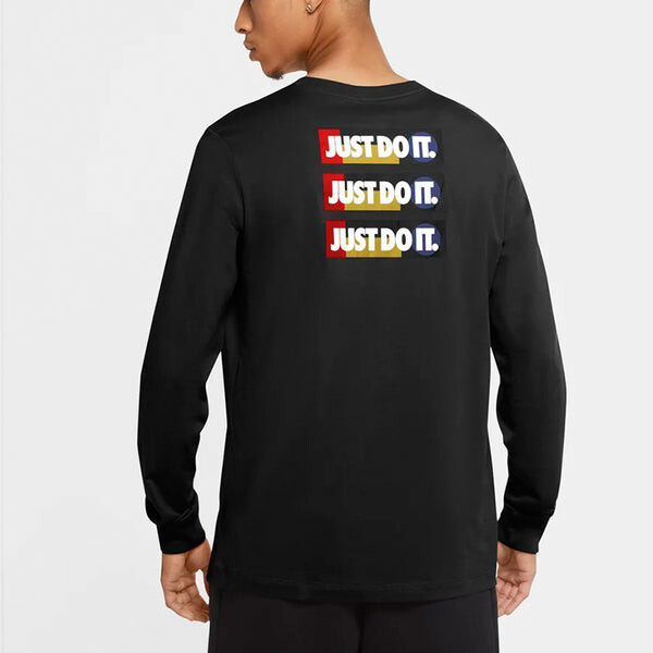 Футболка letter print casual collar long sleeve male black Nike, черный — фото 4