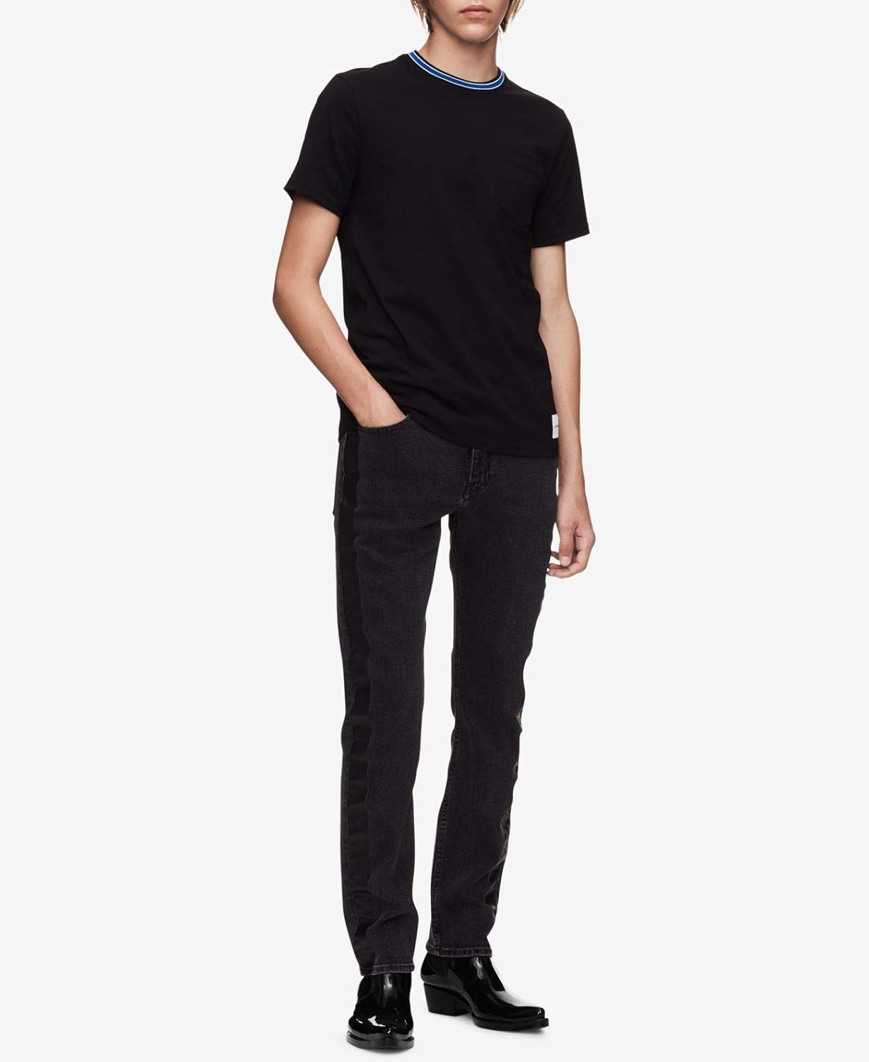Мужские джинсы Calvin Klein Slim Fit с полосками по бокам, Greyblackstri — фото 2