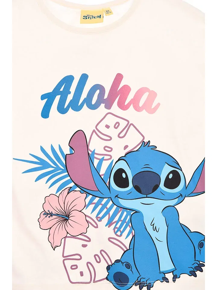 Футболка с принтом Lilo & Stitch, кремовый — фото 2
