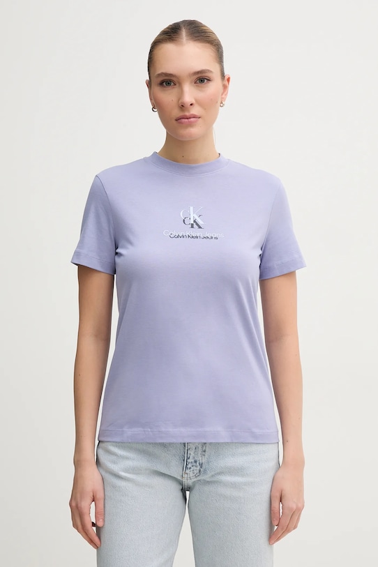

Хлопковая футболка Calvin Klein Jeans, фиолетовый
