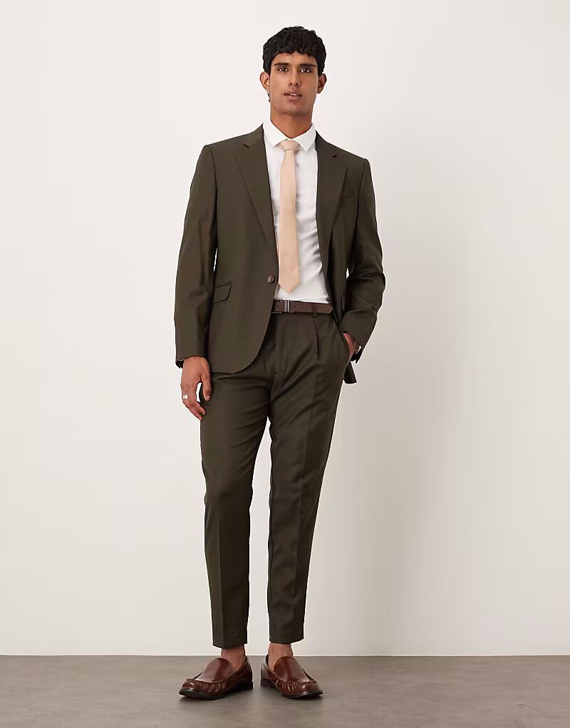 

Зауженные брюки из меланжевого цвета оливкового цвета Asos Design