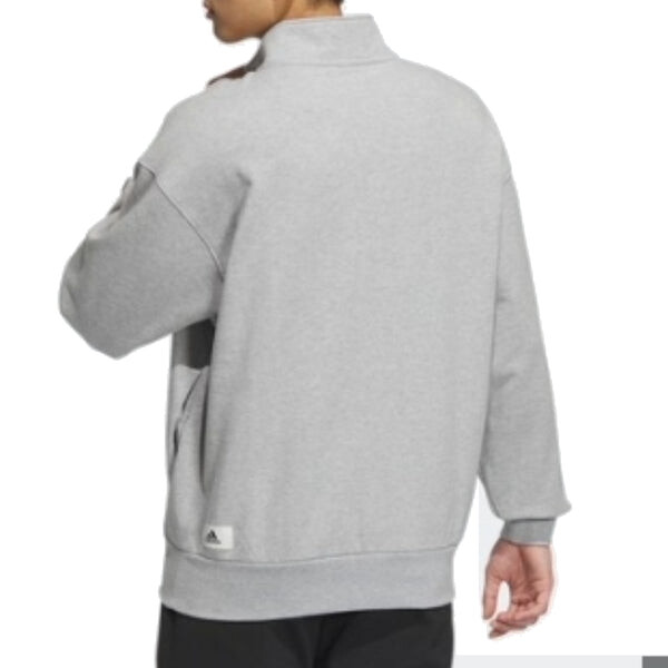 Свитера спортивная одежда полумолния круглый свитшот Adidas, серый — фото 2