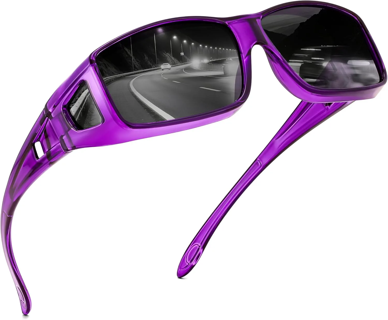 

Солнцезащитные очки FEISEDY для ночного вождения, надеваемые поверх очков, для мужчин и женщин, поляризованные, обтекаемые, желтые, UV400 B2593, Purple/Grey