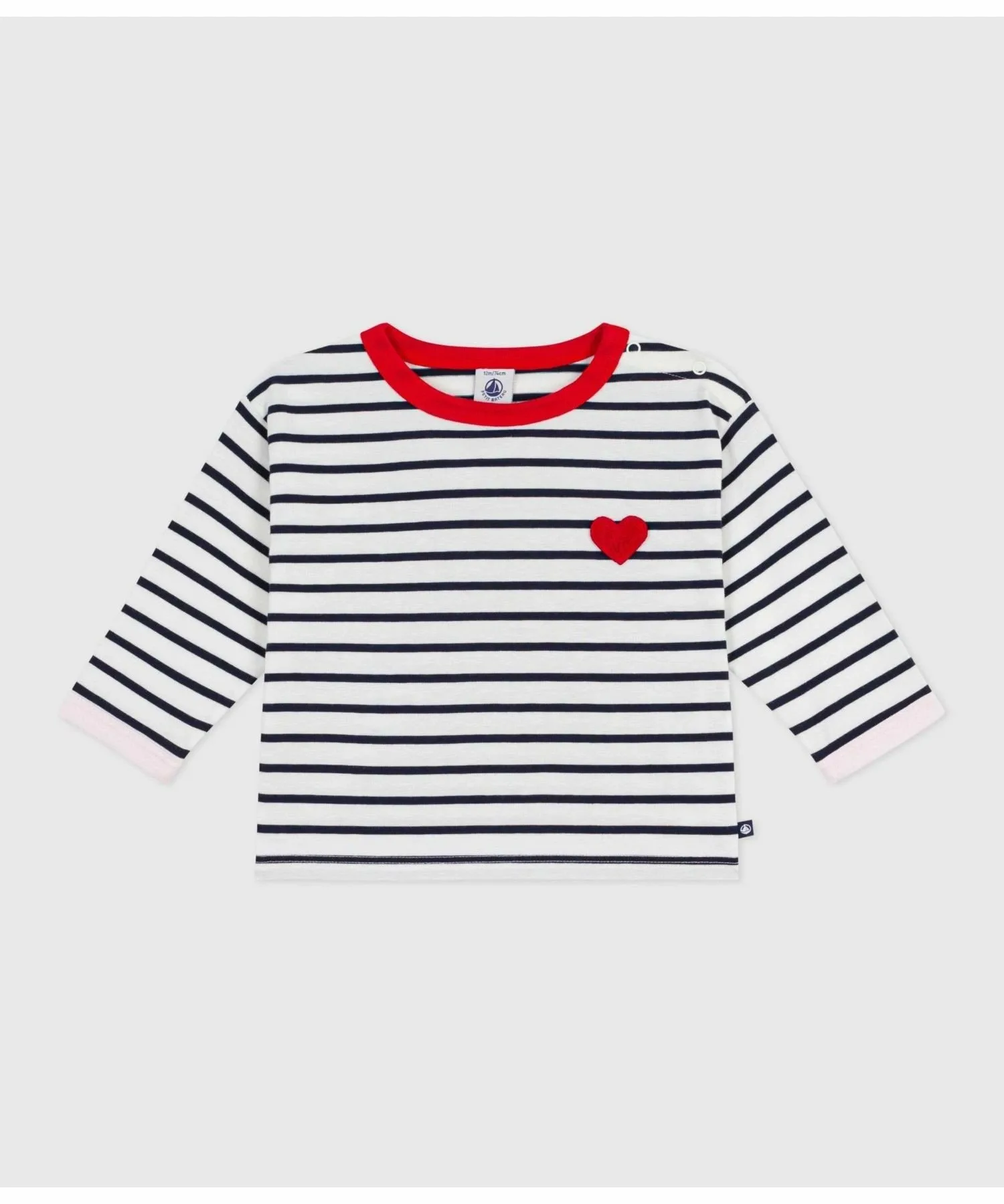 Полосатая футболка с длинными рукавами PETIT BATEAU, Off-white/Navy