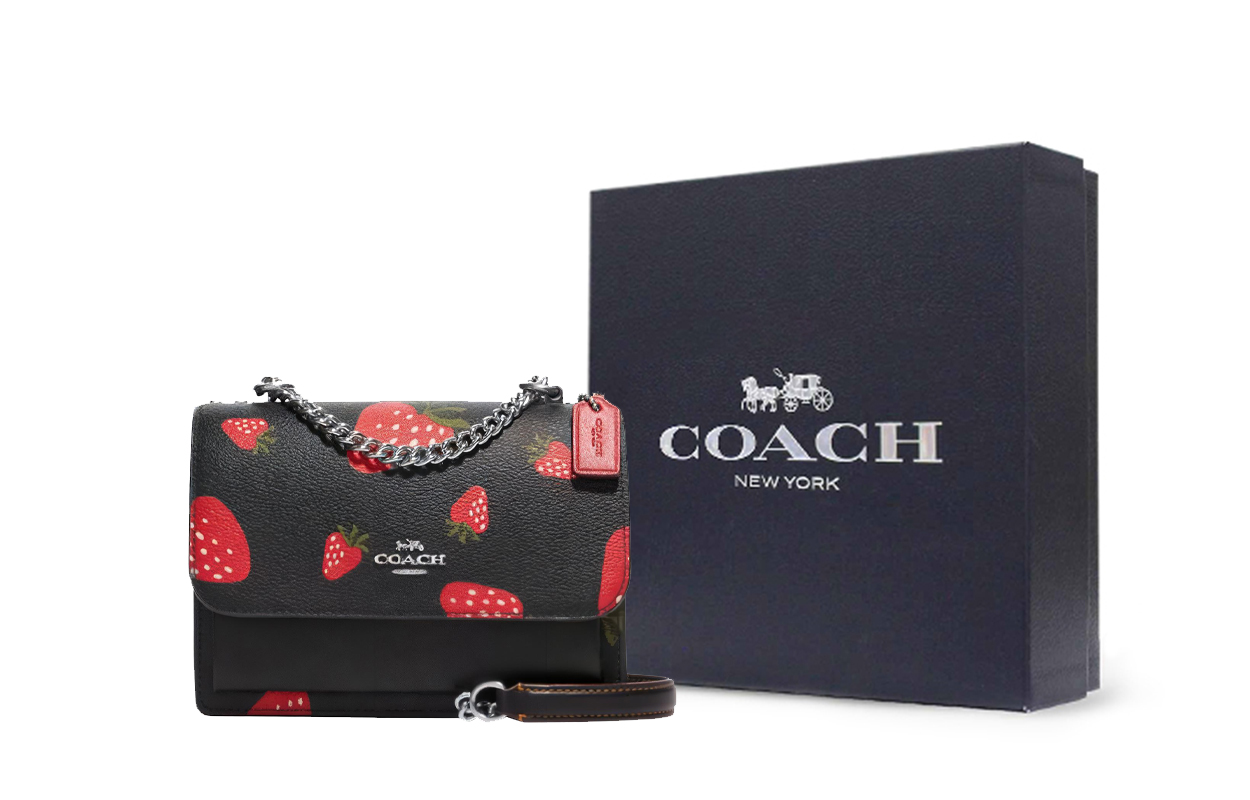 

COACH Кожаный дорожный саквояж через плечо миниатюрный женский черный