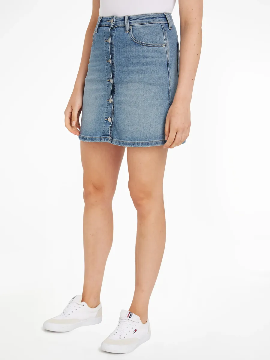 

Юбка А-силуэта Tommy Jeans "ALINE SKIRT BH0130", тканая юбка с 5 карманами, джинсовый