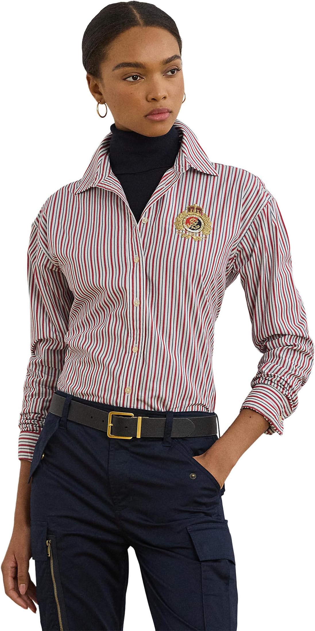 

Рубашка Lauren Ralph Lauren Relaxed Fit Striped Broadcloth Shirt, цвет Red/Navy/White