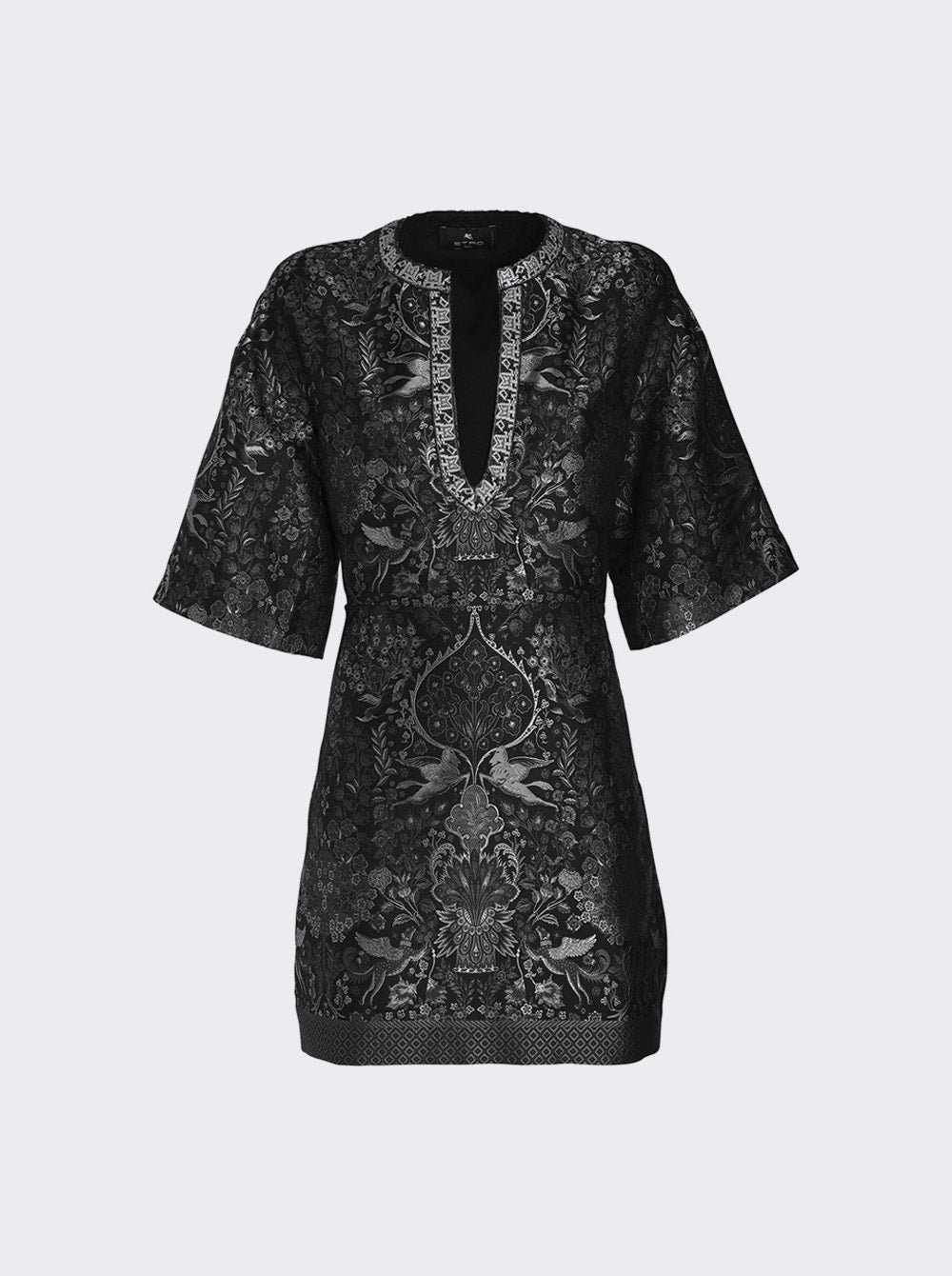

Жаккардовое платье с мифологическими цветочными узорами ETRO, цвет nero black