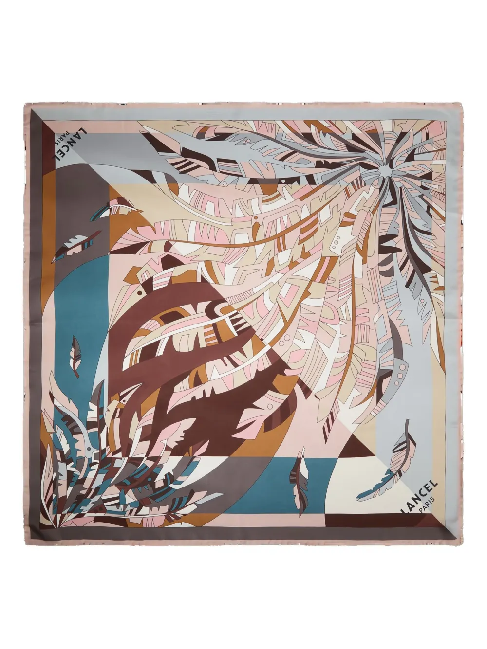 

Шелковый шарф с принтом перьев Lancel, нейтральный