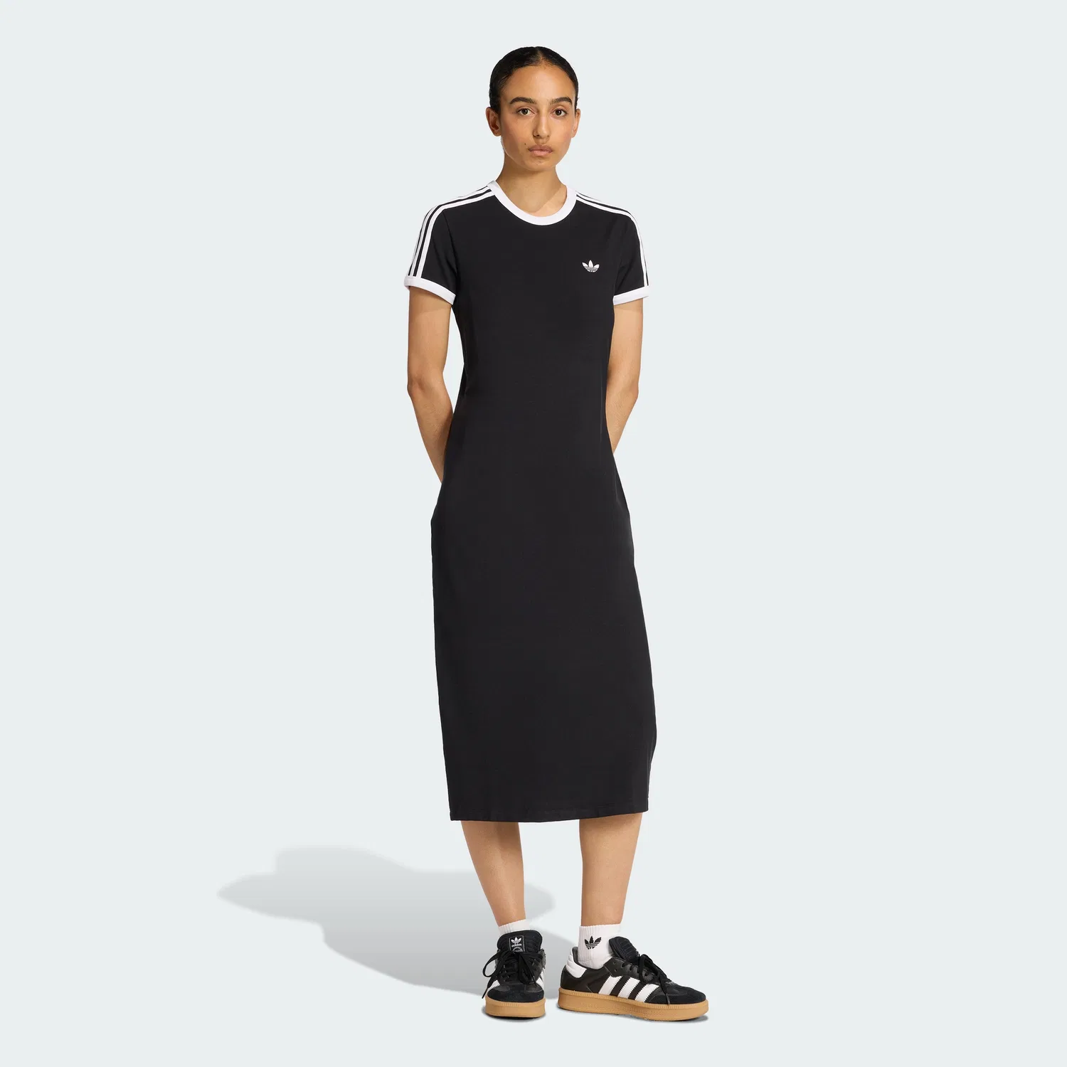Женское облегающее платье с 3 полосками чёрно-белое от Adidas — фото 3
