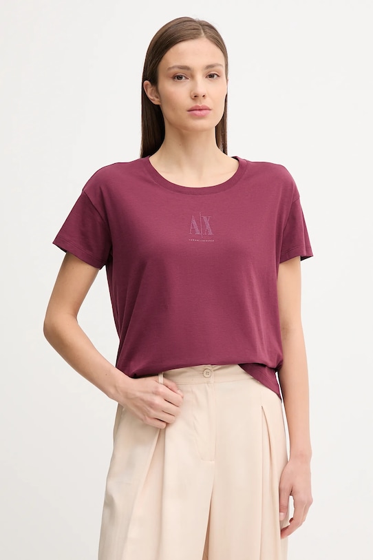 

Хлопковая футболка Armani Exchange, бордовый