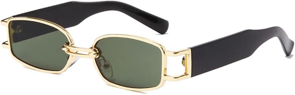 

Солнцезащитные очки для мужчин и женщин - защита UV400 - маленькая оправа, линзы в стиле панк-кэнди, для занятий спортом на открытом воздухе и вождения DSVIGF, Golden Dark Green