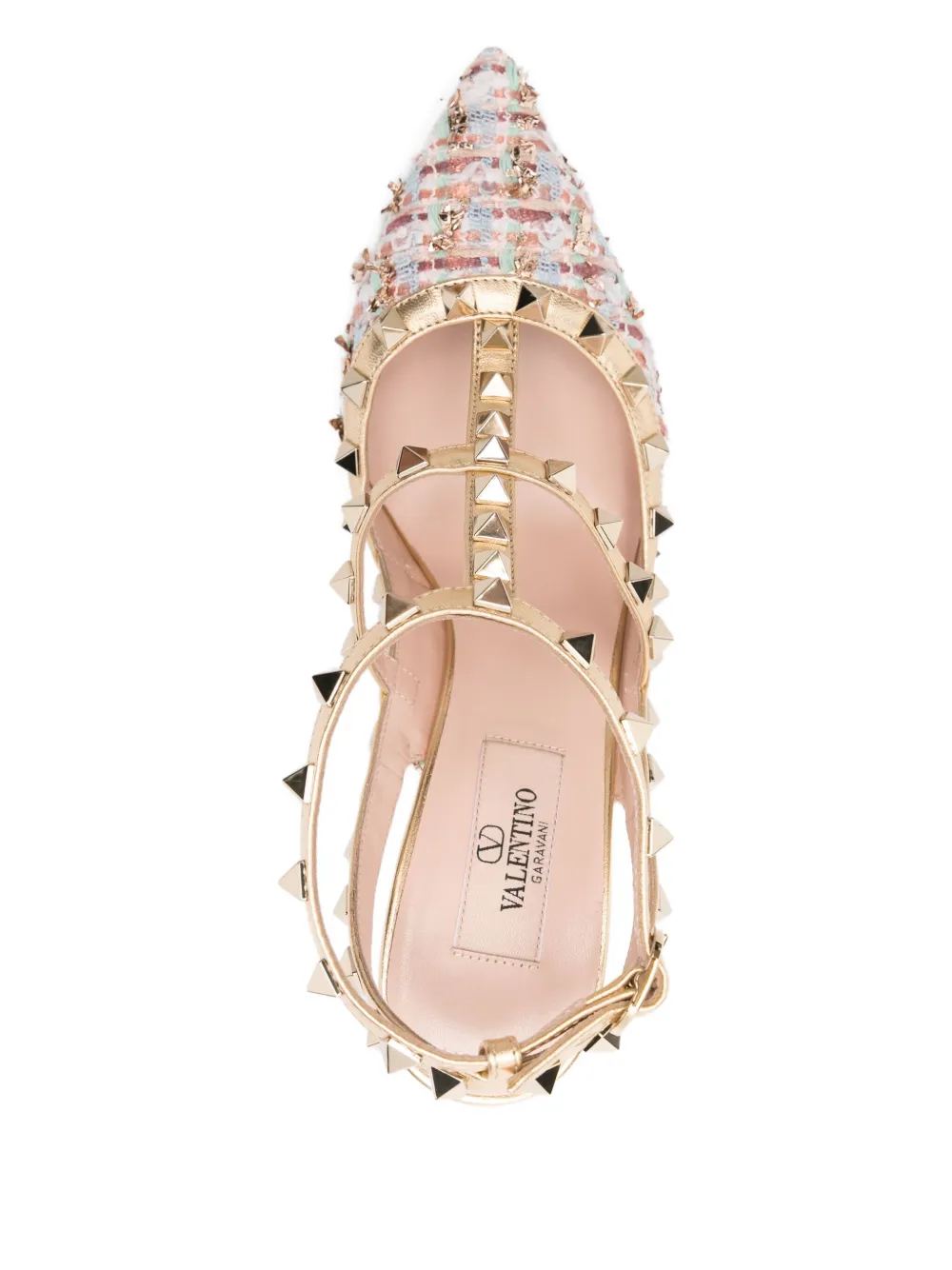 Туфли-лодочки с декором Rockstud VALENTINO GARAVANI, нейтральный — фото 4