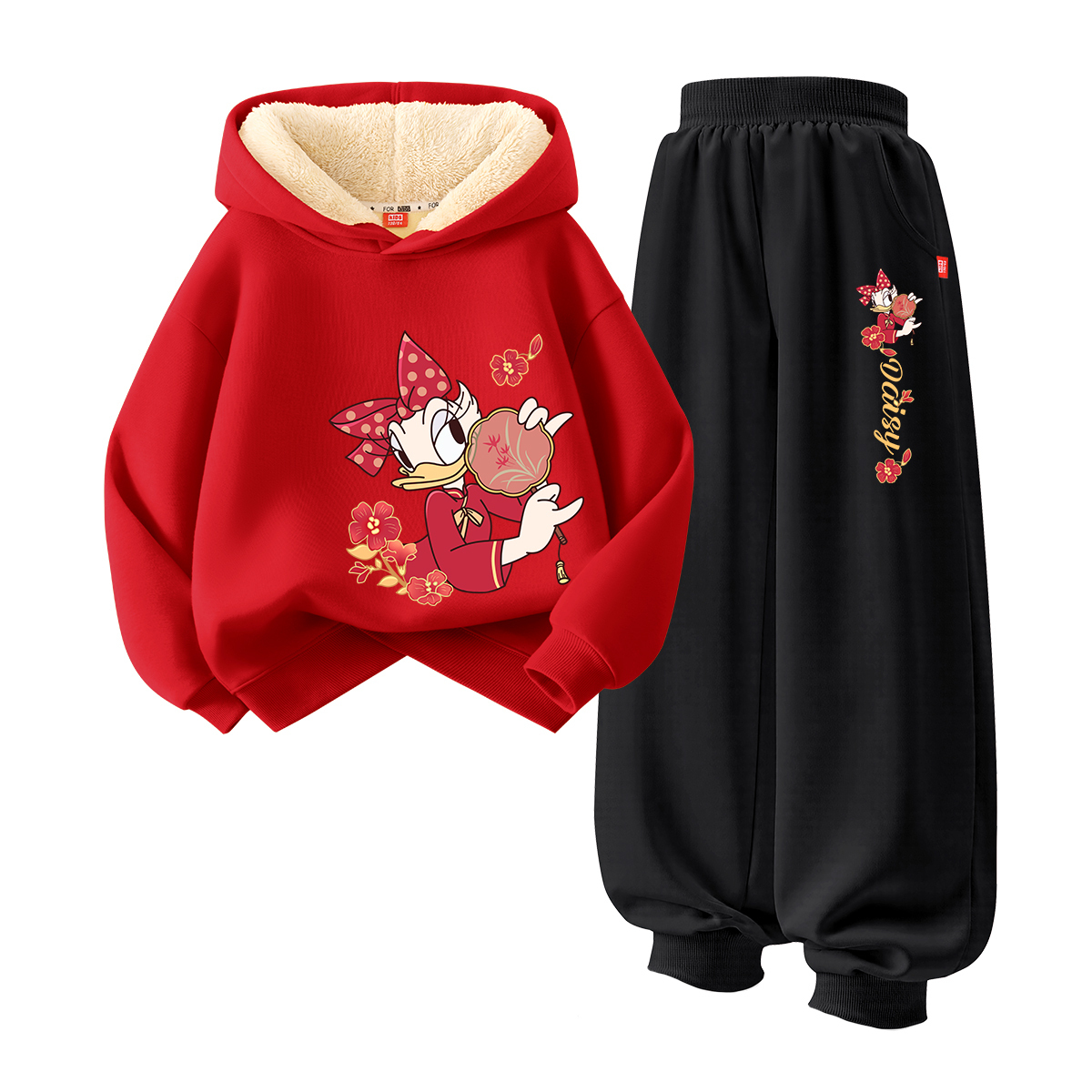 Детская повседневная спортивная одежда Disney, [thickened and fleece-lined]di tuan fan темно-серый_bottom right красный+di tuan fan темно-серый k серый — фото 3