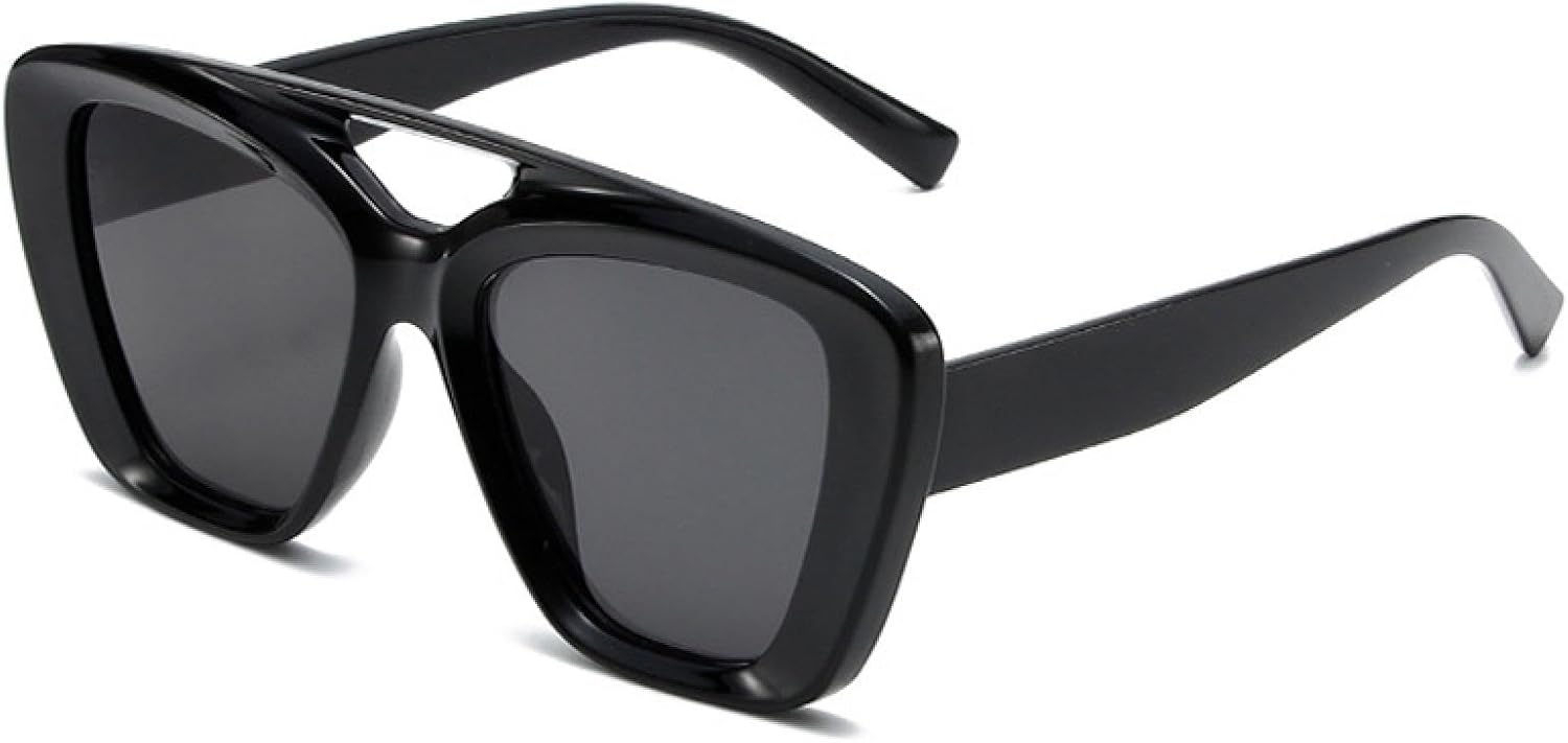 

Ретро-солнцезащитные очки «кошачий глаз» с двойной перемычкой для женщин, модные солнцезащитные очки с градиентным покрытием UV400 для мужчин, трендовые матовые солнцезащитные очки конфетных цветов TVTBBVV, Black Grey