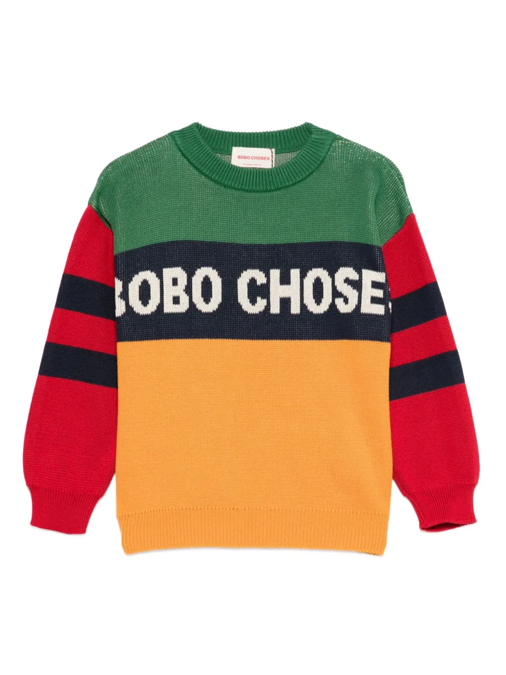 

Свитер в полоску с цветовым блоком BOBO CHOSES, зеленый