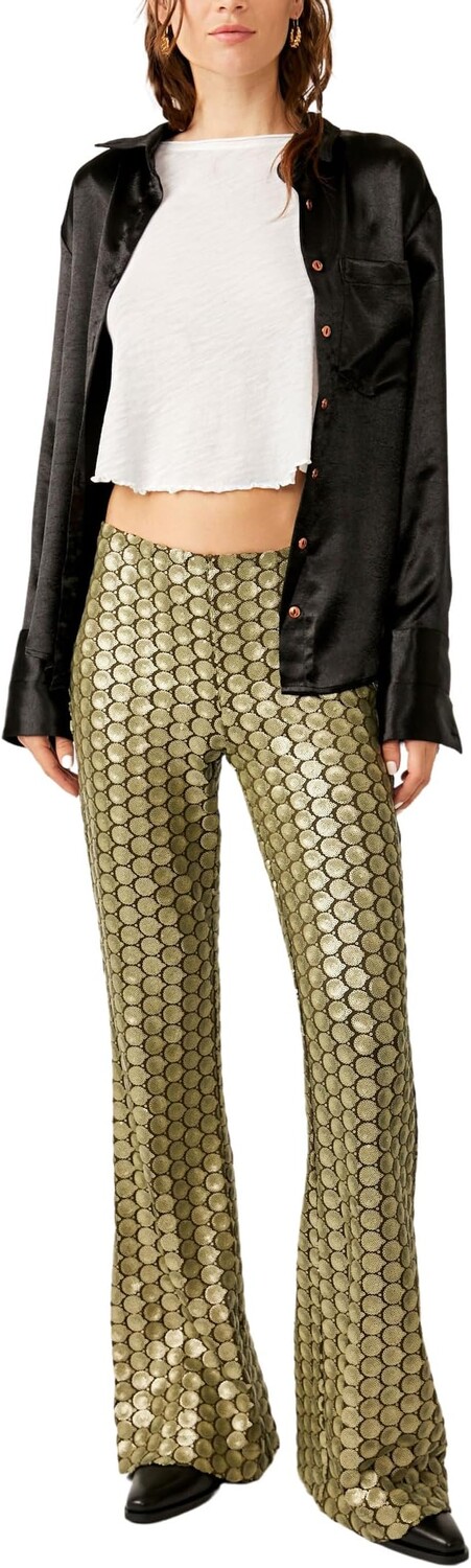 

Брюки Wilder Days Sequin Flare Free People, цвет Rocker Olive