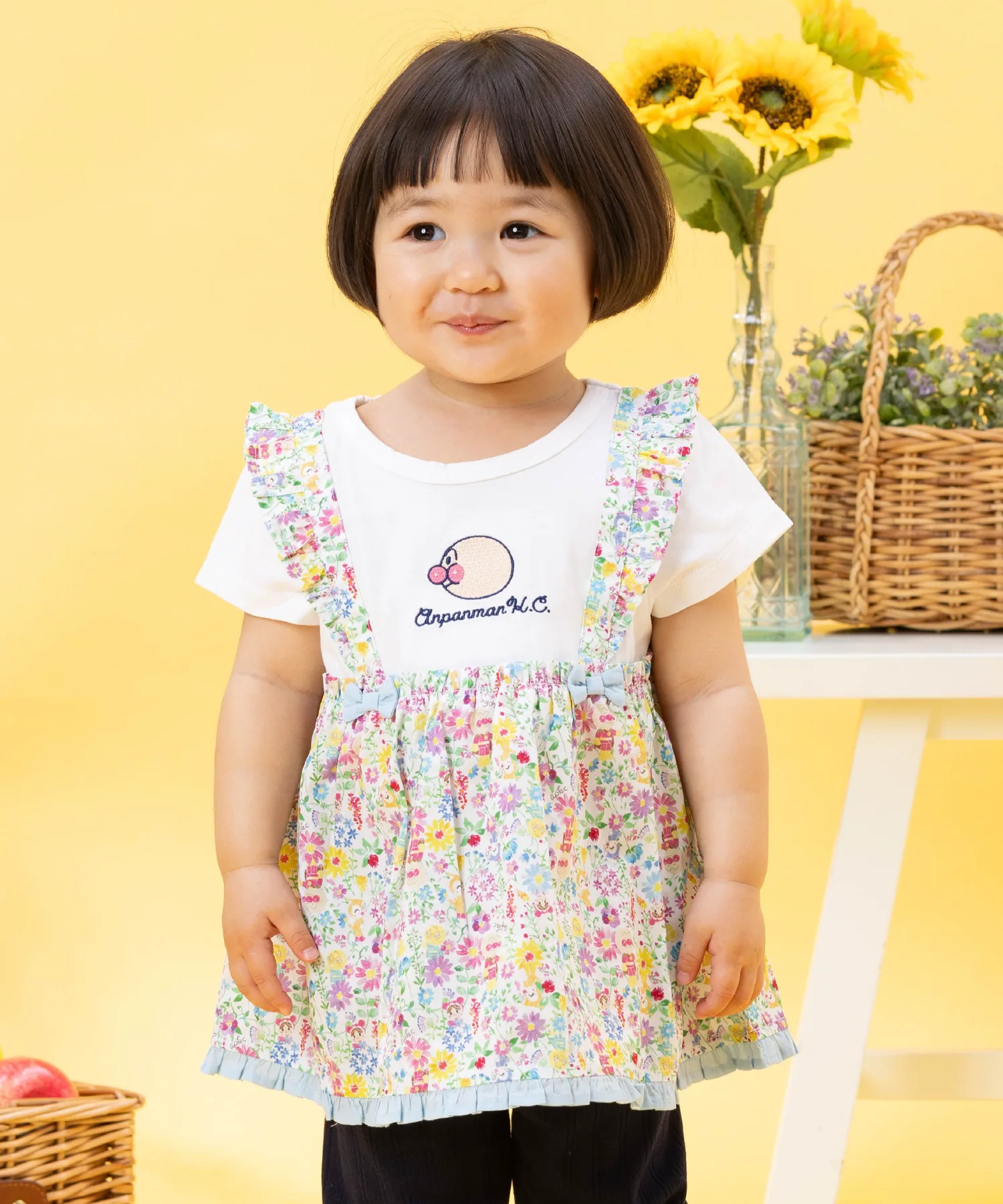 Детская коллекция ANPANMAN / (K) Туника для стыковки с цветочным принтом Anpanman Kids Collection, Off-white — фото 2