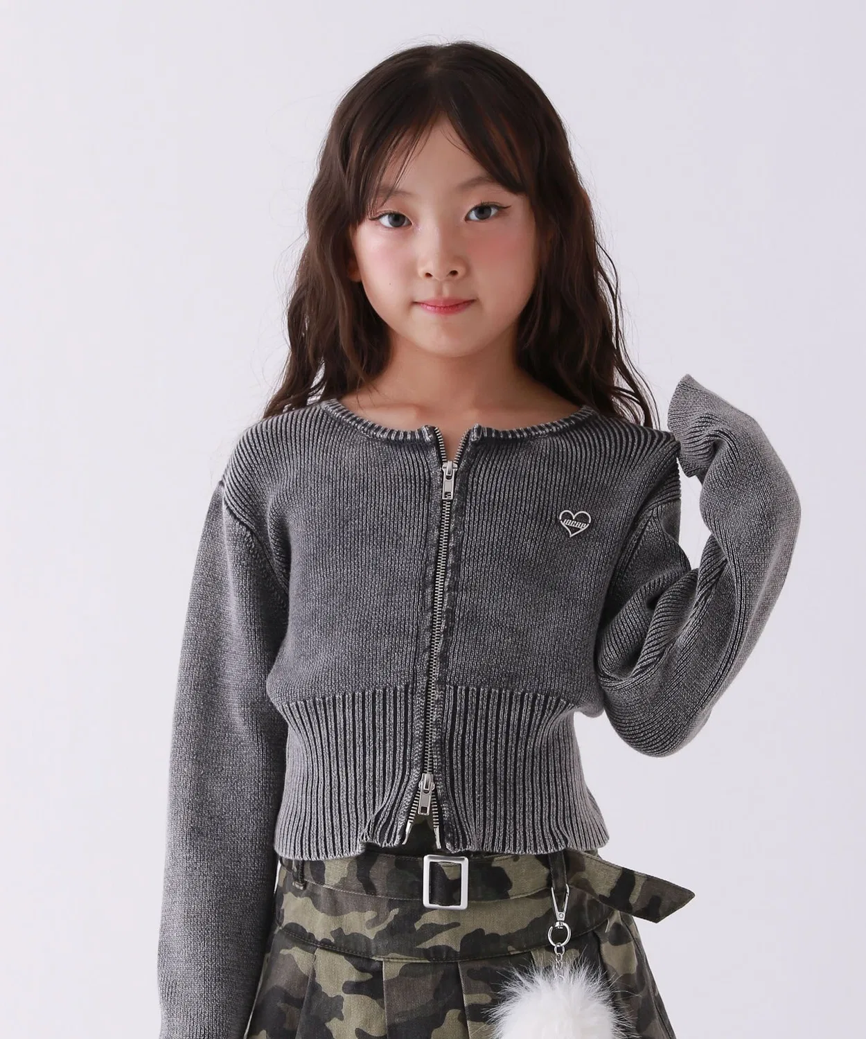 Топ с молнией REPIPI, пигментная обработка, серый
