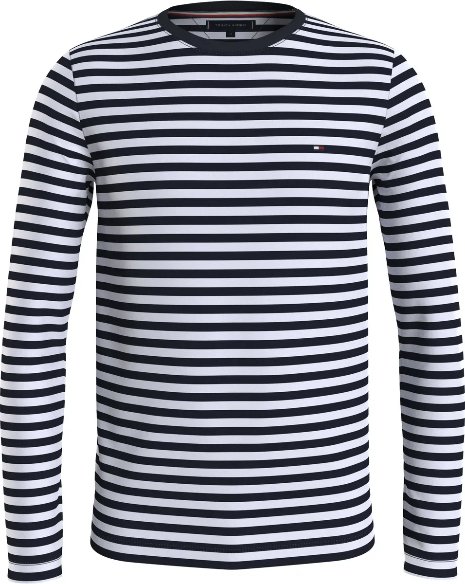 

Рубашка с круглым вырезом Tommy Hilfiger "STRETCH SLIM FIT LONG SLEEVE TEE" в полоску, белый