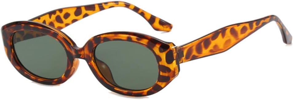 

Ретро овальные женские солнцезащитные очки класса люкс, черные, с защитой от УФ-излучения UV400; мужские маленькие очки «кошачий глаз» для занятий спортом на открытом воздухе с зеркальными линзами LANGSER, Leopard Green