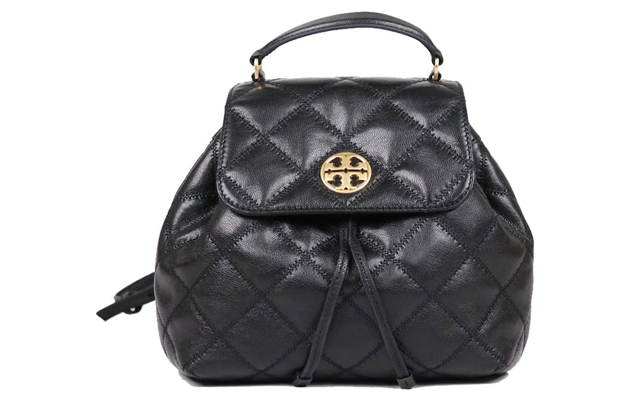 

Кожаный рюкзак Trumpets для женщин черный с золотом TORY BURCH