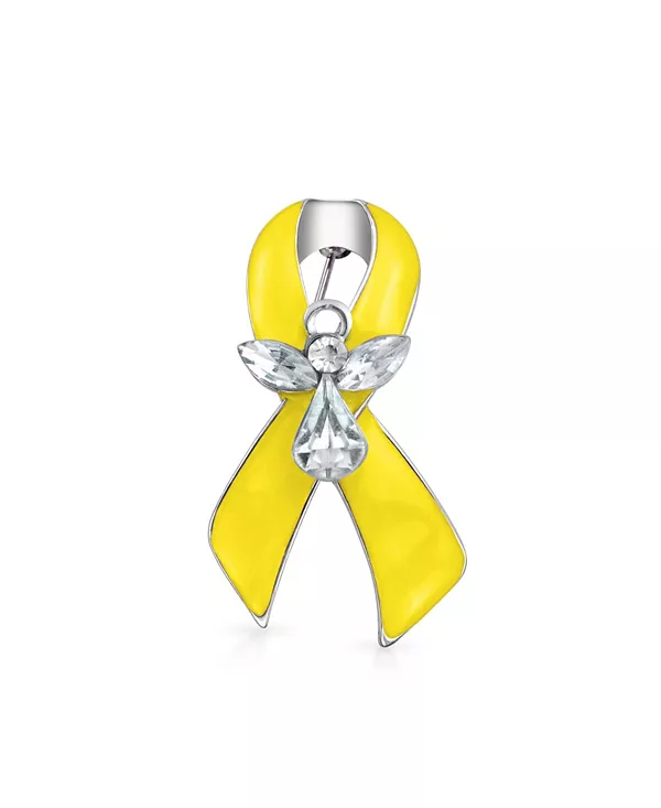

Брошь-Булавка с лентой в виде ангела-хранителя, символизирующая осведомленность о раке, с кристаллической эмалью Bling Jewelry, yellow