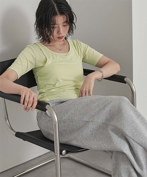 

Футболка-майка с коротким рукавом, многослойная Miette, лаймовый