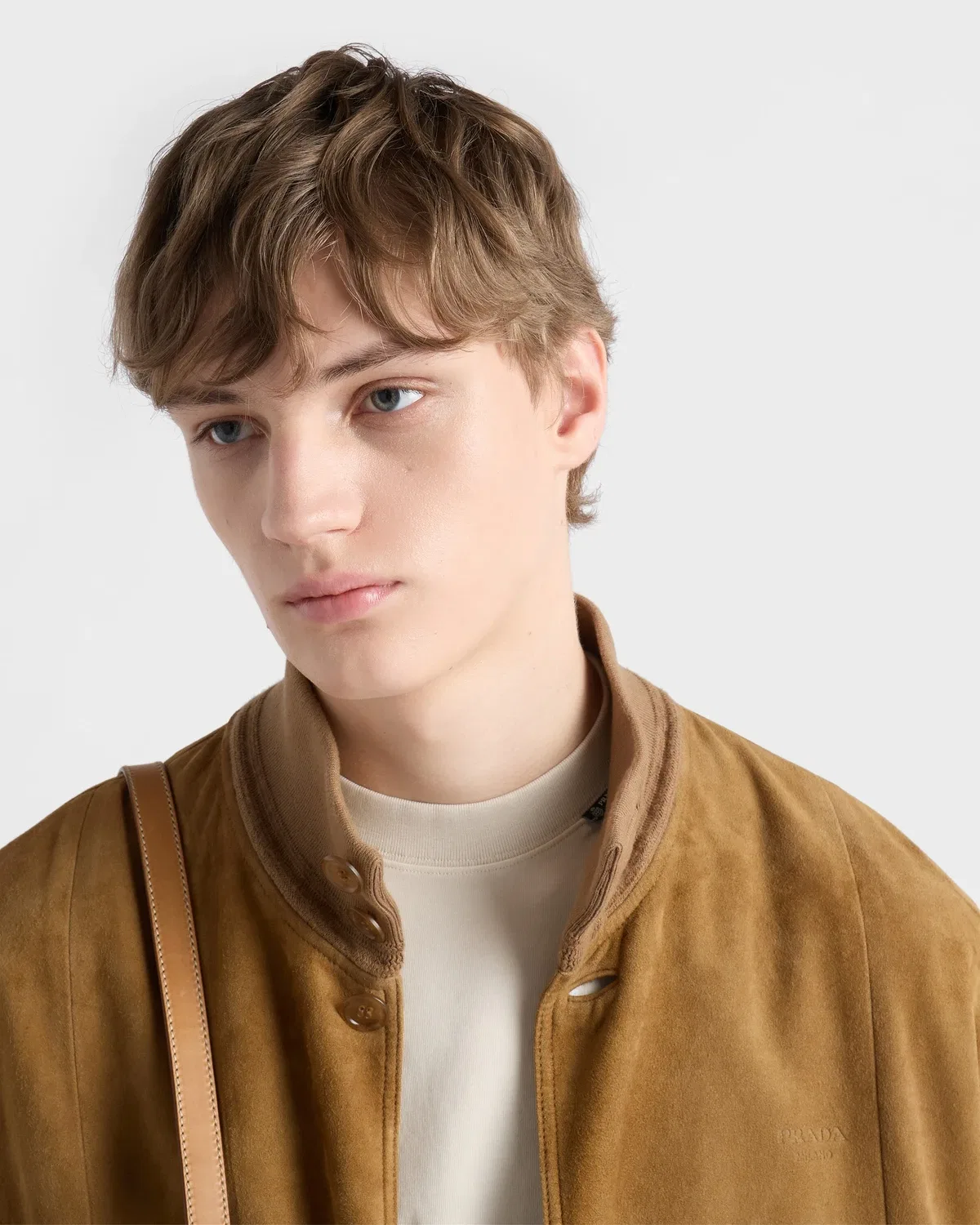 Куртка-бомбер из замши Prada, коричневый — фото 3