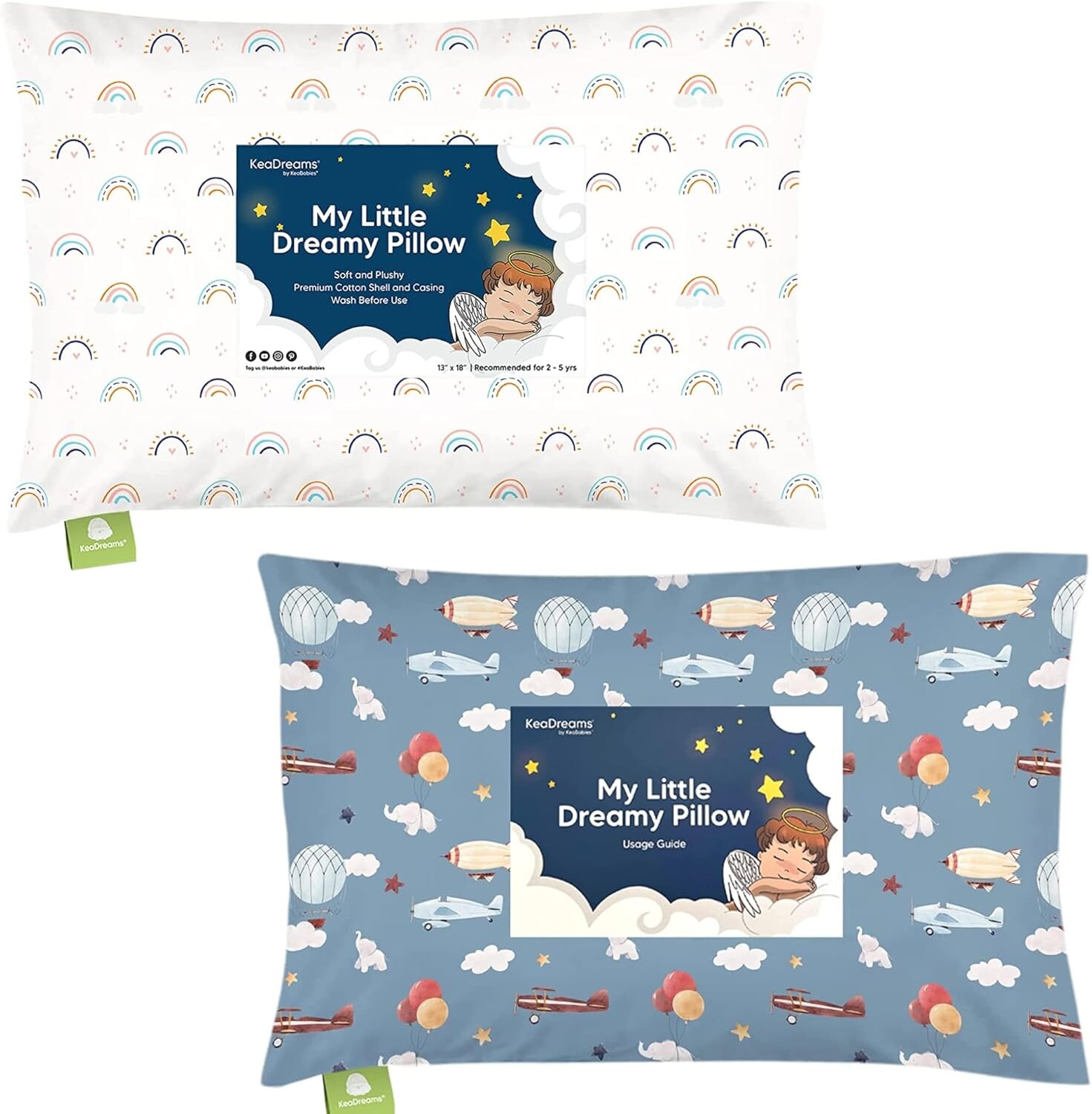 

Kea Подушка для малышей с наволочкой - 13x18 My Little Dreamy Pillow - Подушки для сна для малышей из органического хлопка, детские подушки, дорожные подушки для сна, мини-подушки, подушки для кроватей для малышей KeaBabies
