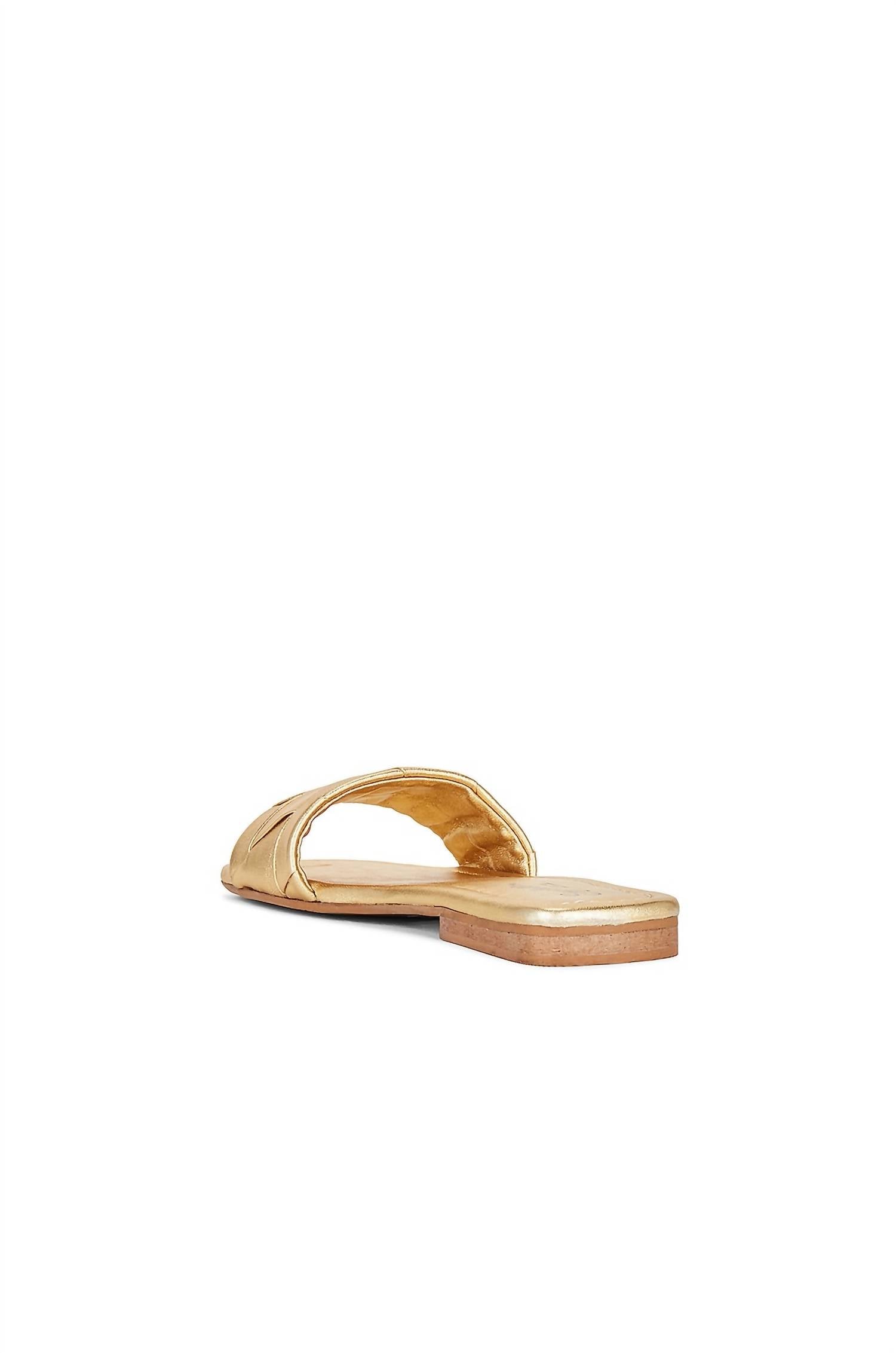 Женские плоские сандалии Portland Leather Slide в металлическом золоте Seychelles, металлическое золотой — фото 3