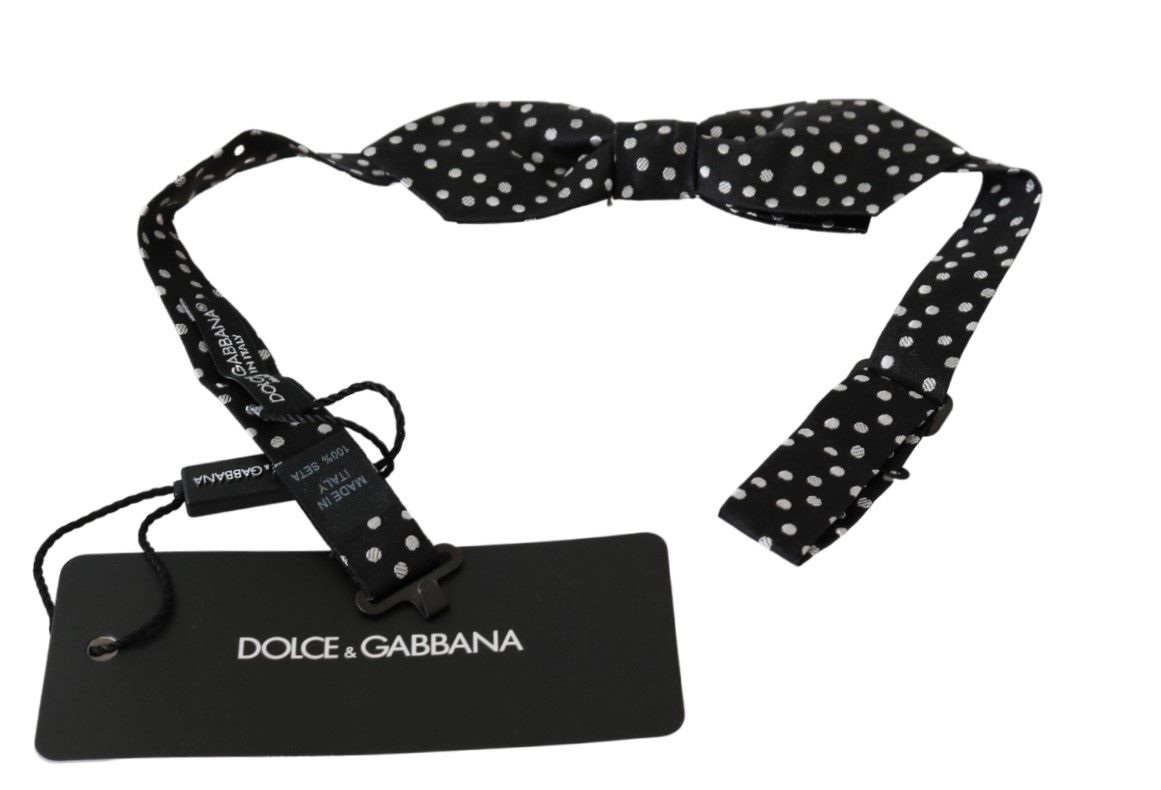 

Элегантный черный шелковый галстук-бабочка в горошек Dolce & Gabbana
