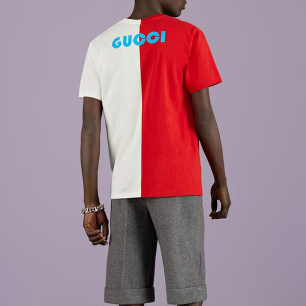 Футболка Gucci Cotton Jersey T-Shirt with Jester Clown Print, Красный — фото 4