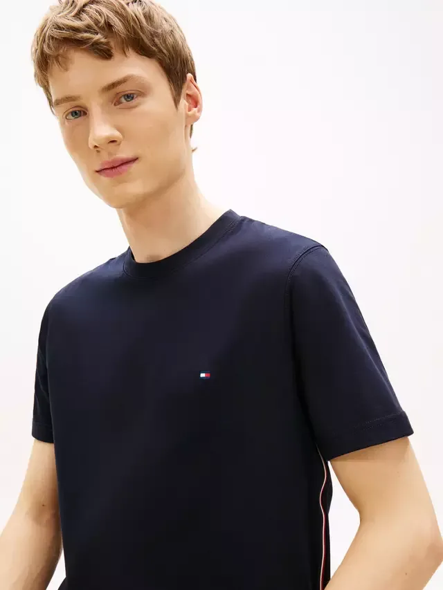 Хлопковая футболка стандартного кроя с логотипом Global Stripe Tommy Hilfiger, Dark Blue — фото 4