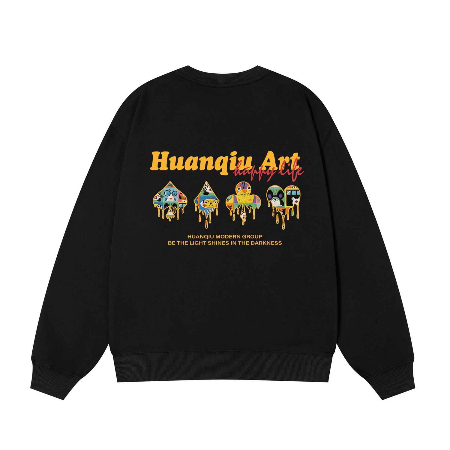 

Свитшот с круглым вырезом Unisex HUANQIU, черный (fleece-lined)
