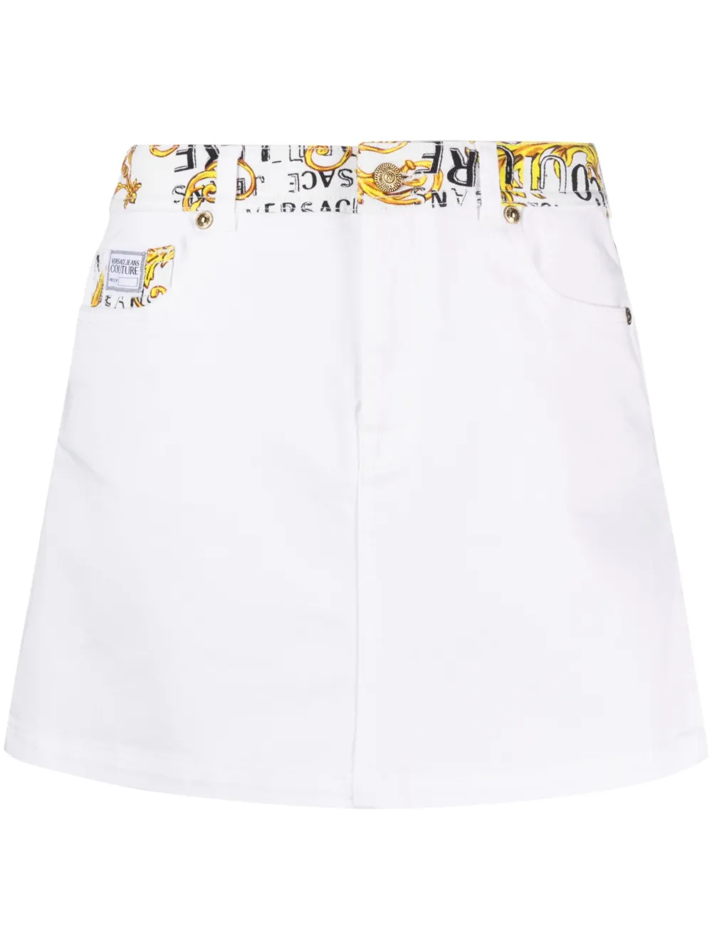 

Юбка мини с принтом Logo Couture Versace Jeans Couture, белый