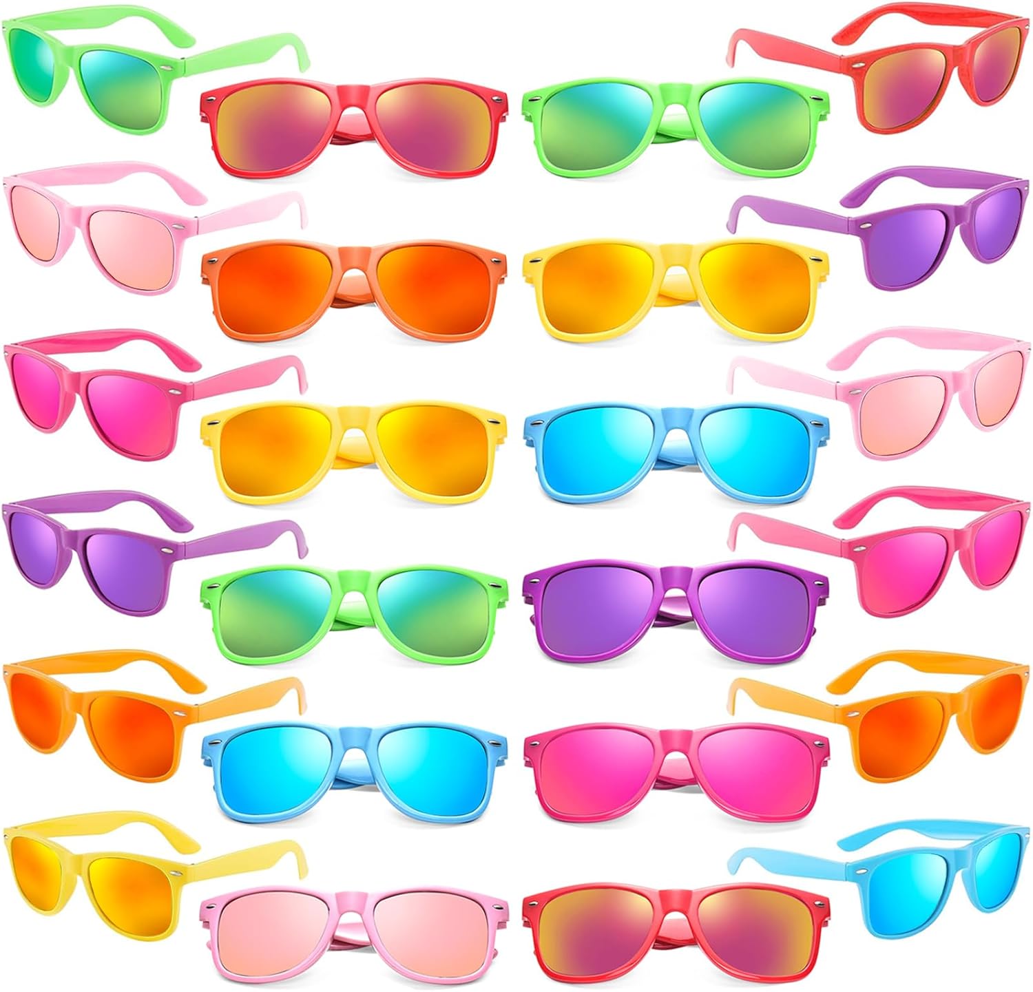 

Солнцезащитные очки Matcheck 24 неоновых цветов с зеркальными линзами, оптом, в стиле ретро, ​​классика, для вечеринок, дней рождения, бассейна, унисекс, для взрослых, Colored Frame/Mirrored Lens